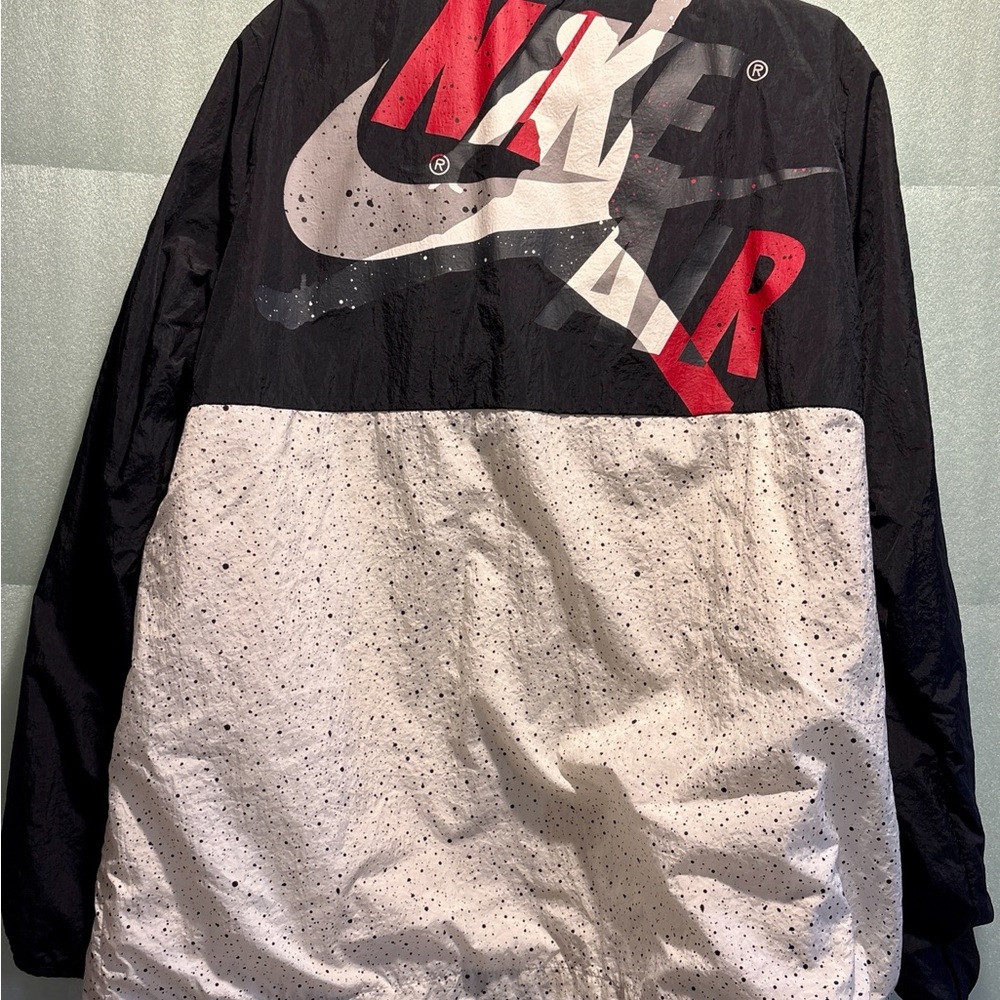 Jumpman Nike Air Jordan Windbreaker Jacket SZ Large Black White Full Zip Hoodie - Picture 4 of 11